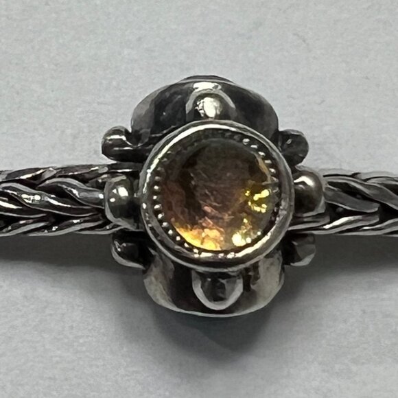 Authentic Trollbeads Sterling Silver "Trinity" Dichroic Glass Bead Charm Retired - Picture 3 of 5